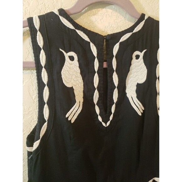 Free People Womens Dress Black Floral Embroidery Sleeveless Fit & Flare Sz 2 - Picture 8 of 11